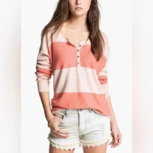 Free People Beach Women’s In a Row Henley Linen-Like Feel Oversized Size XS